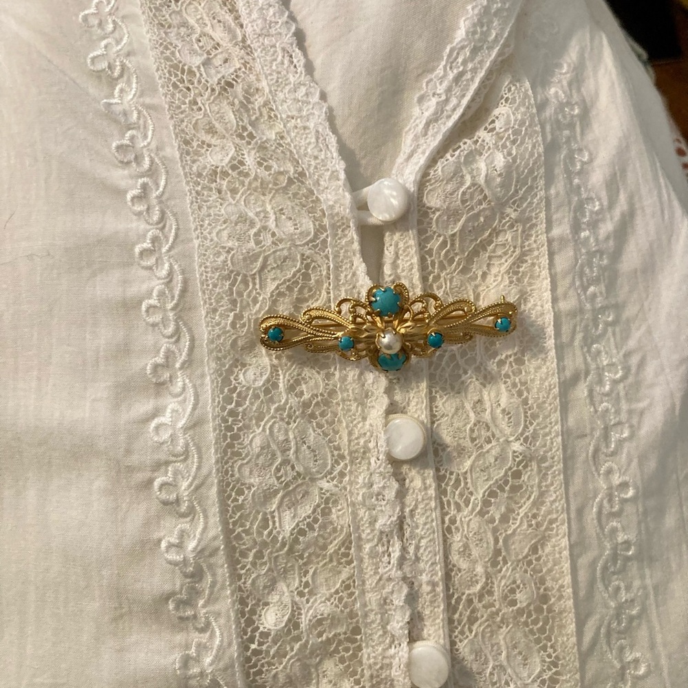 Johnny Was | Love Ivory + Ecru Lace-Trim Pintuck Victorian Boho Romantic Top S - Picture 15 of 16